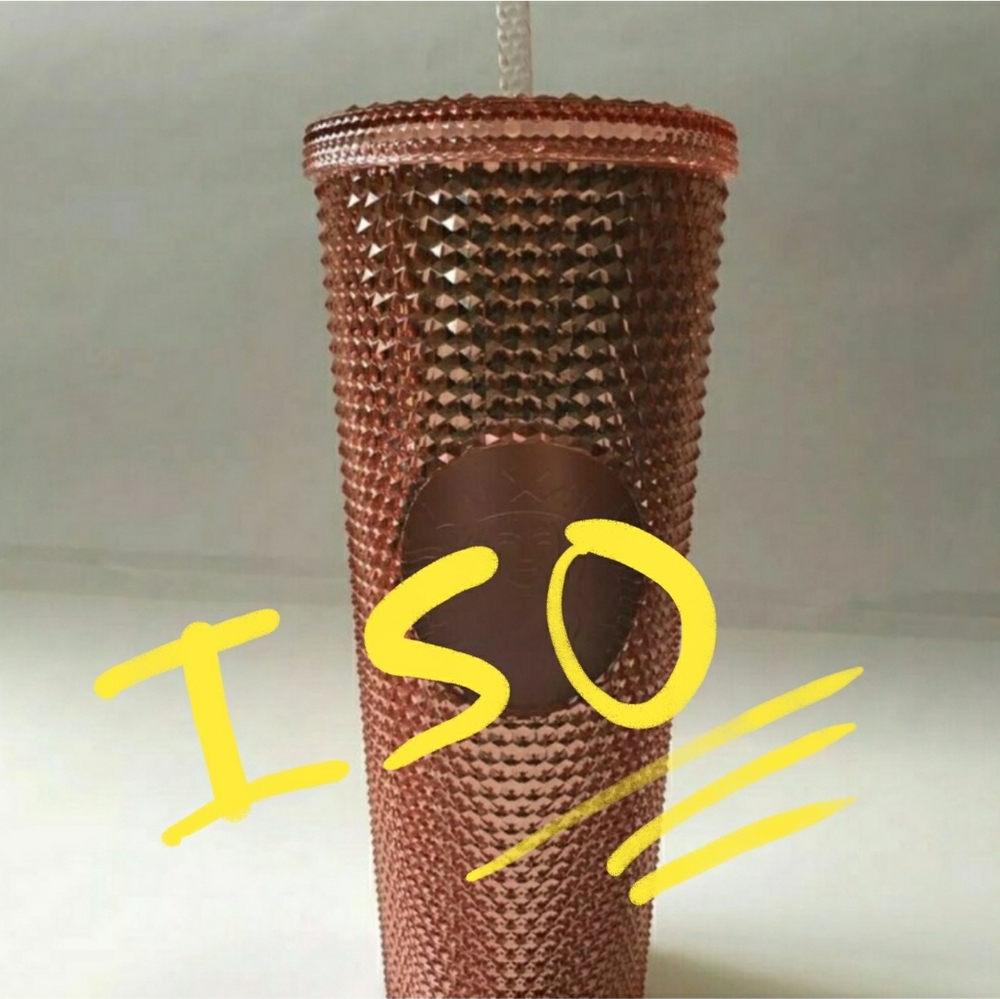 IN SEARCH OF starbucks ROSE GOLD STUDDED TUMBLER